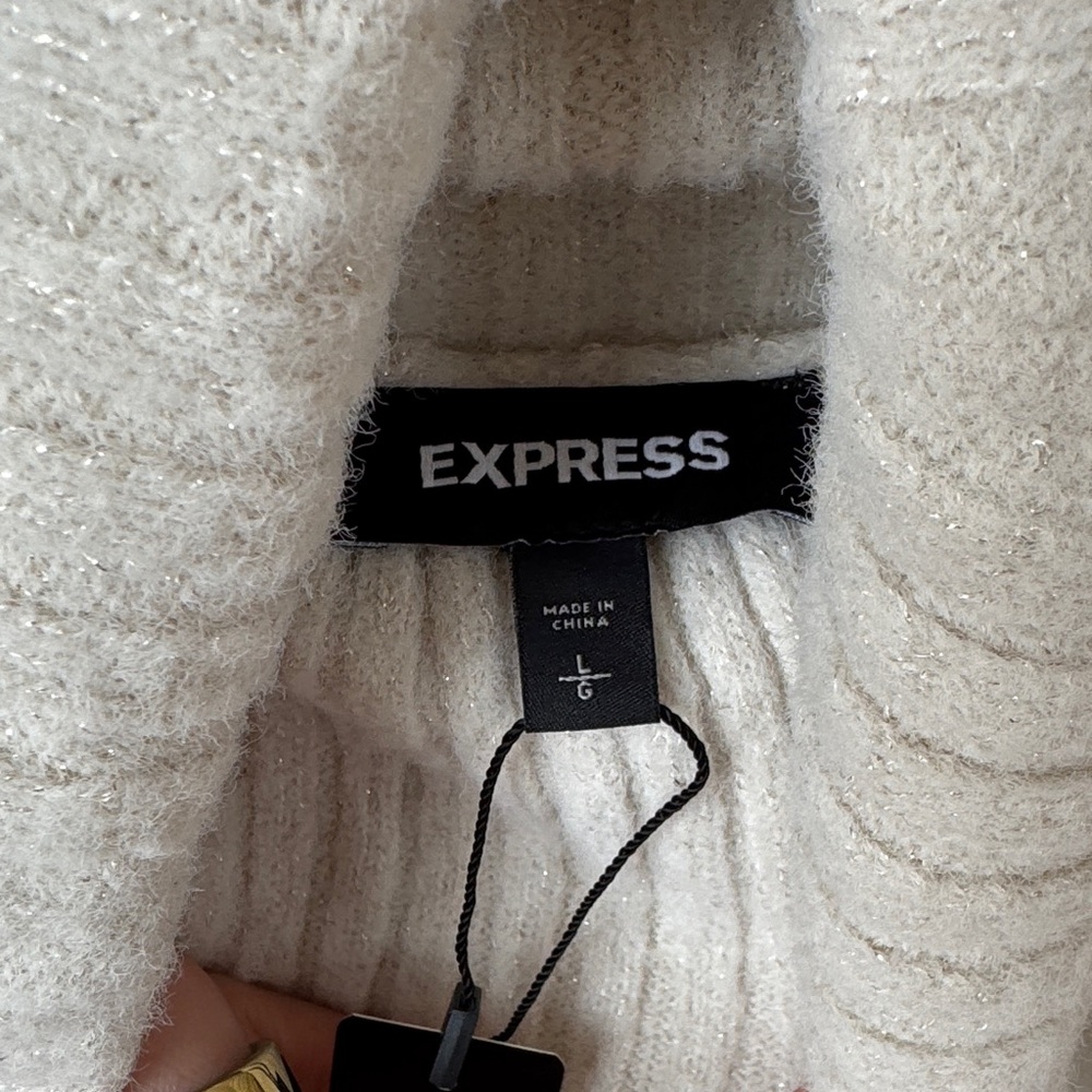 Express Cream Cowl Neck Sweater - Picture 2 of 5